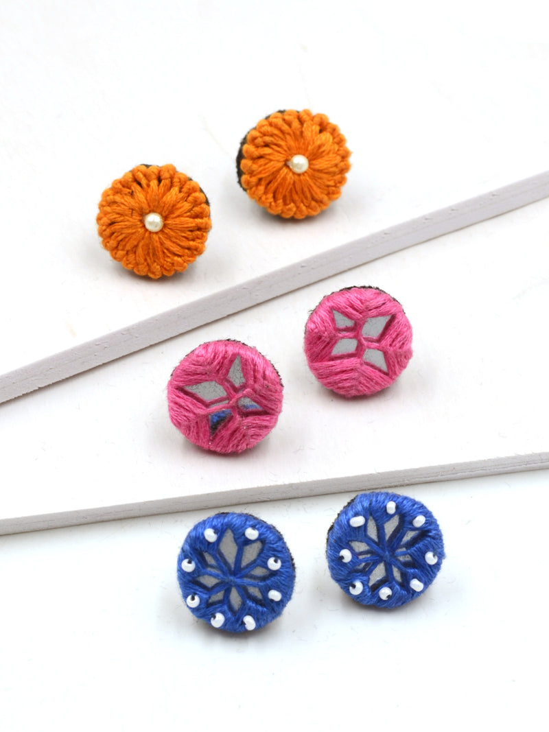 Arya Embroidered Stud Earrings
