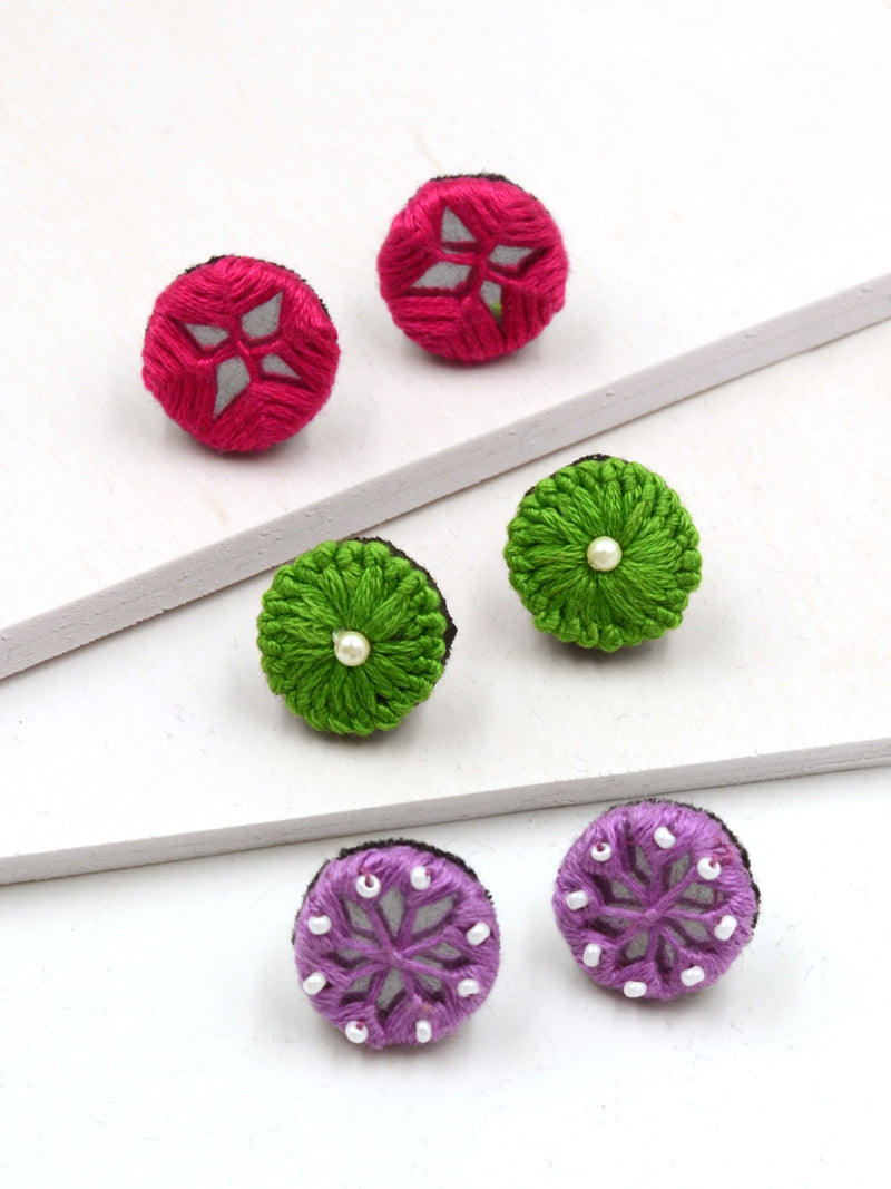 Arya Embroidered Stud Earrings