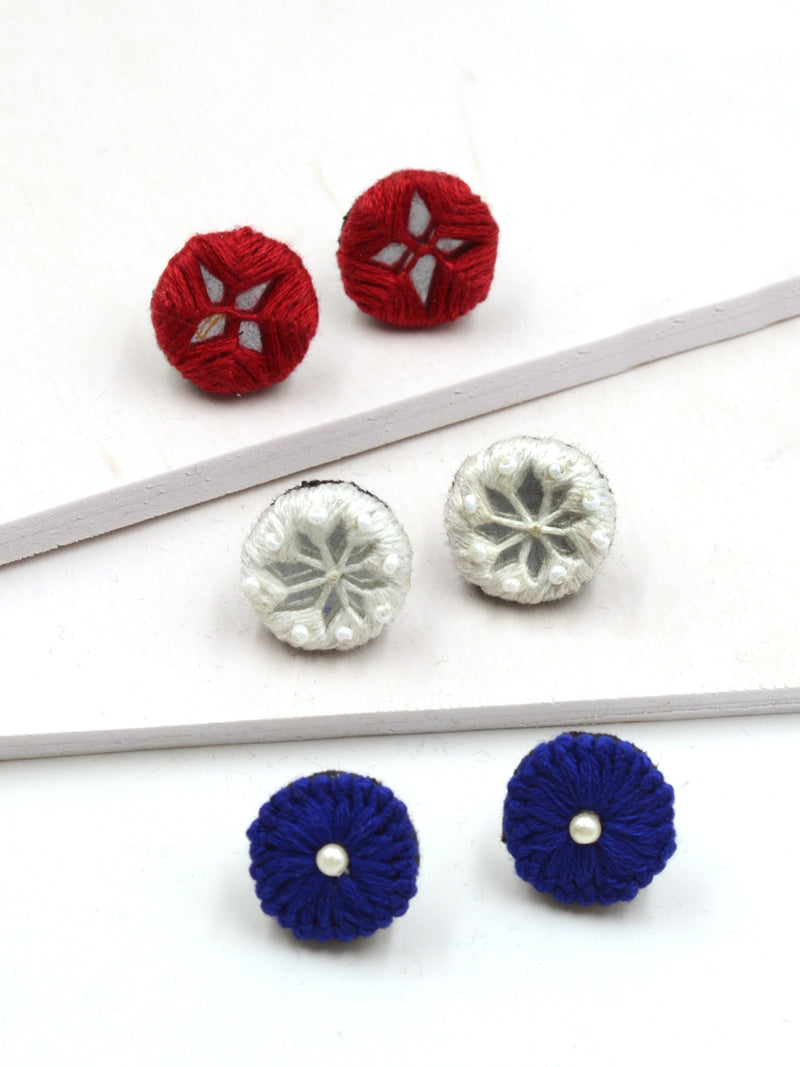 Arya Embroidered Stud Earrings