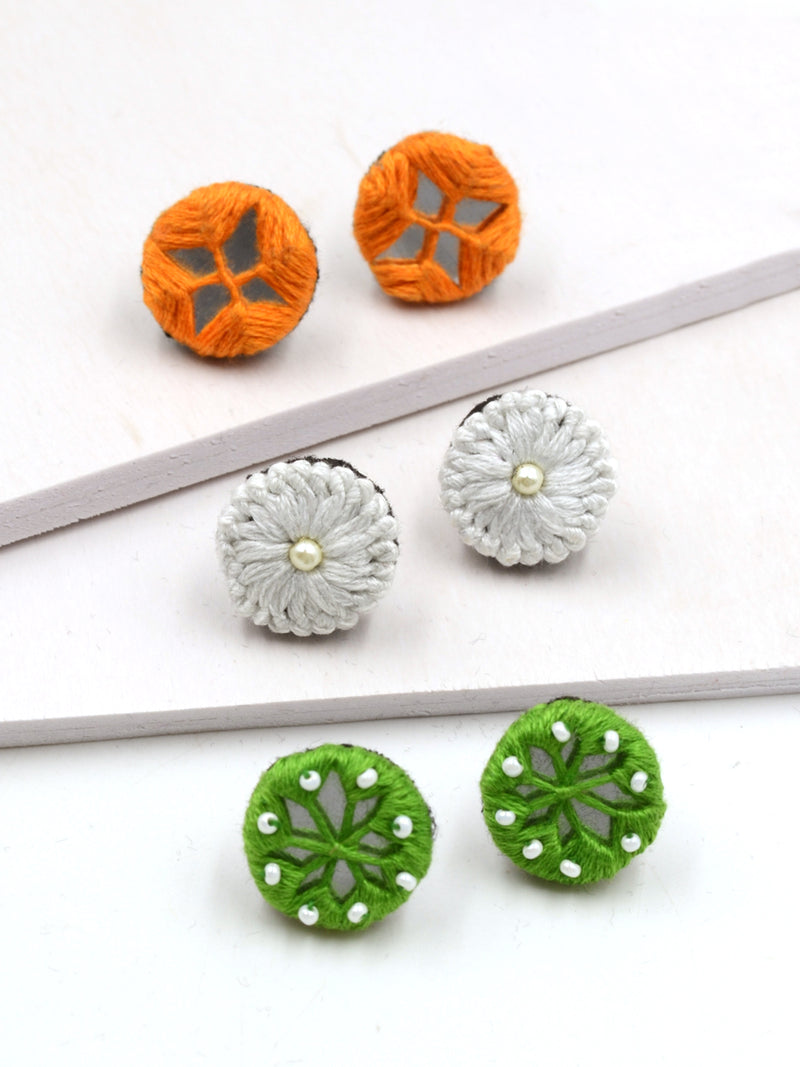 Arya Embroidered Stud Earrings