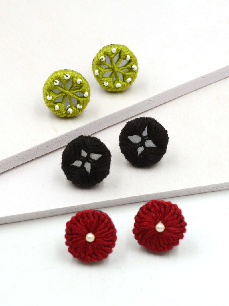 Arya Embroidered Stud Earrings