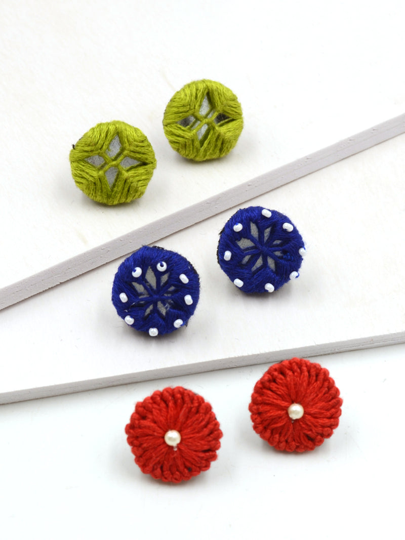 Arya Embroidered Stud Earrings