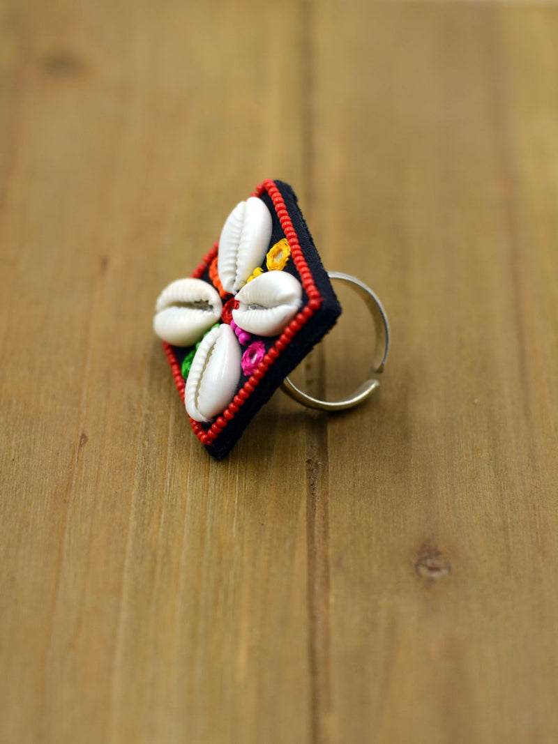 Dandiya Raas Ring for girls. Shop this beautifully multicoloured and hand embroidered ring from our latest designer collection of rings for women online.