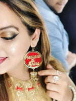 Customised Earrings (with Jhumki), completely customisable and personalised statement hand embroidered earrings from our latest wedding collection of statement and handmade earrings and jhumkas for women online.