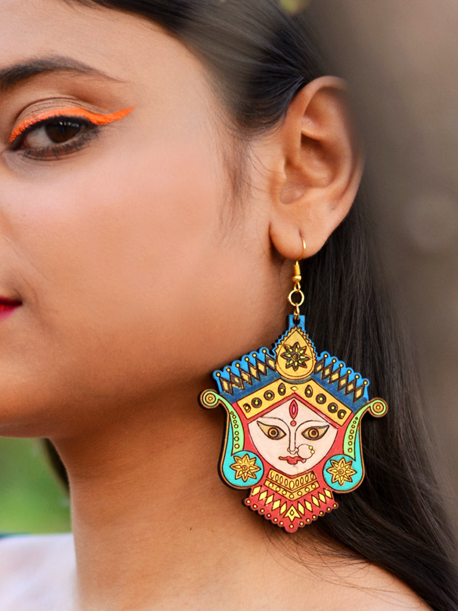 Divine Hand-painted Earrings an intricately hand painted Indo-western statement earring from our designer collection of quirky, boho earrings for women online.
