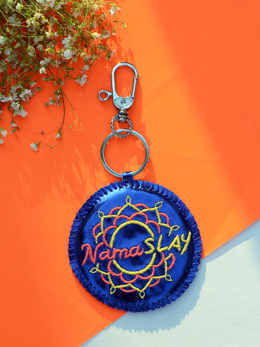 NamaSLAY Keychain Bagcharm, a unique handcrafted keychain bag charm from our designer collection of hand embroidered statement keychain and bag charms online.