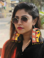 Awwrat Handpainted Earrings, a quirky, statement hand painted earrings with beads, gota and sequins from our designer collection of earrings for women.