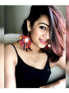 Tiny You're my Sun Earrings, a beautiful handmade hand embroidered earring with mirror and tassel from our designer collection of earrings for women online.