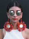 You're my Sun Earrings, a beautiful handmade hand embroidered earring with mirror and tassel from our designer collection of earrings for women online.