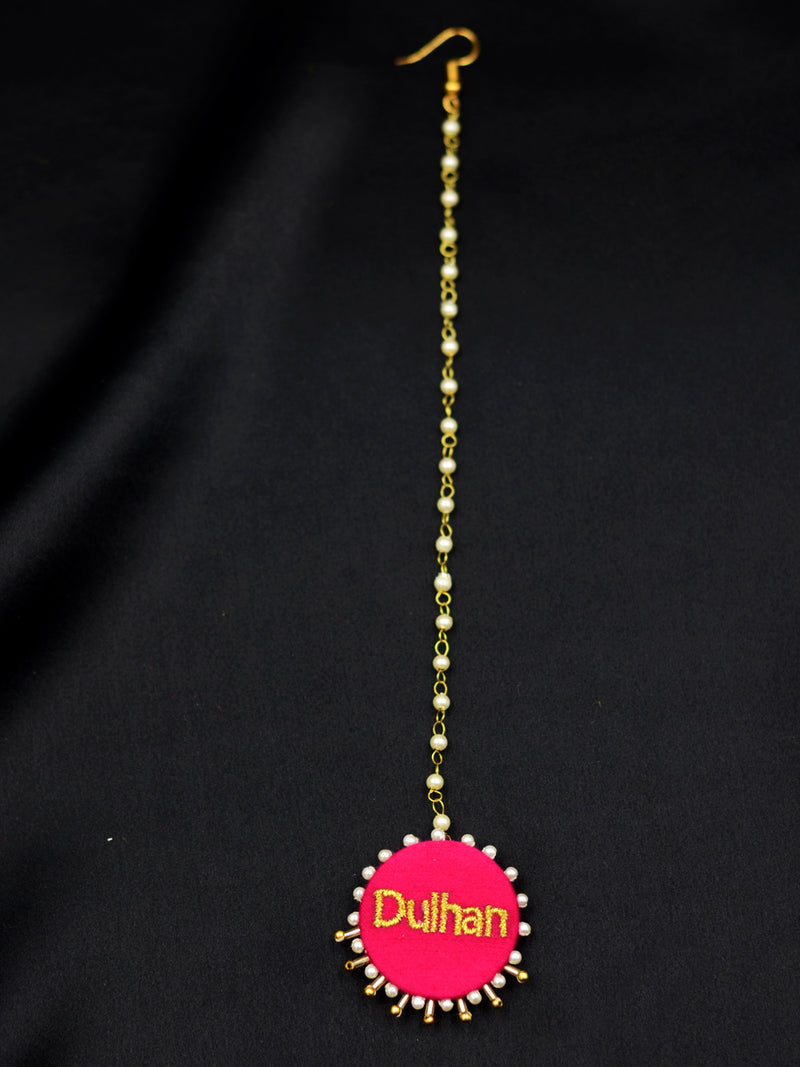 Dulhan Pearl Embroidered Maang Tikka