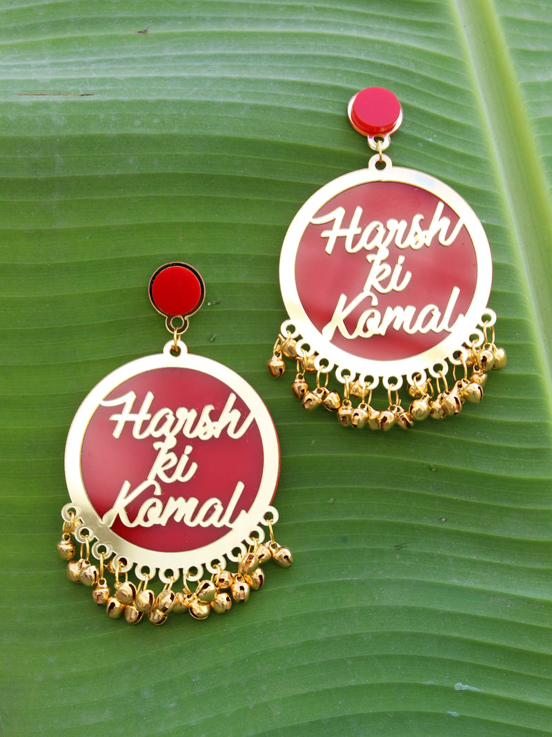 Customised Earrings (with Ghungroo), our fully customisable and personalized range of statement, gota work, hand embroidered, bohemian and tassel earrings for women online.