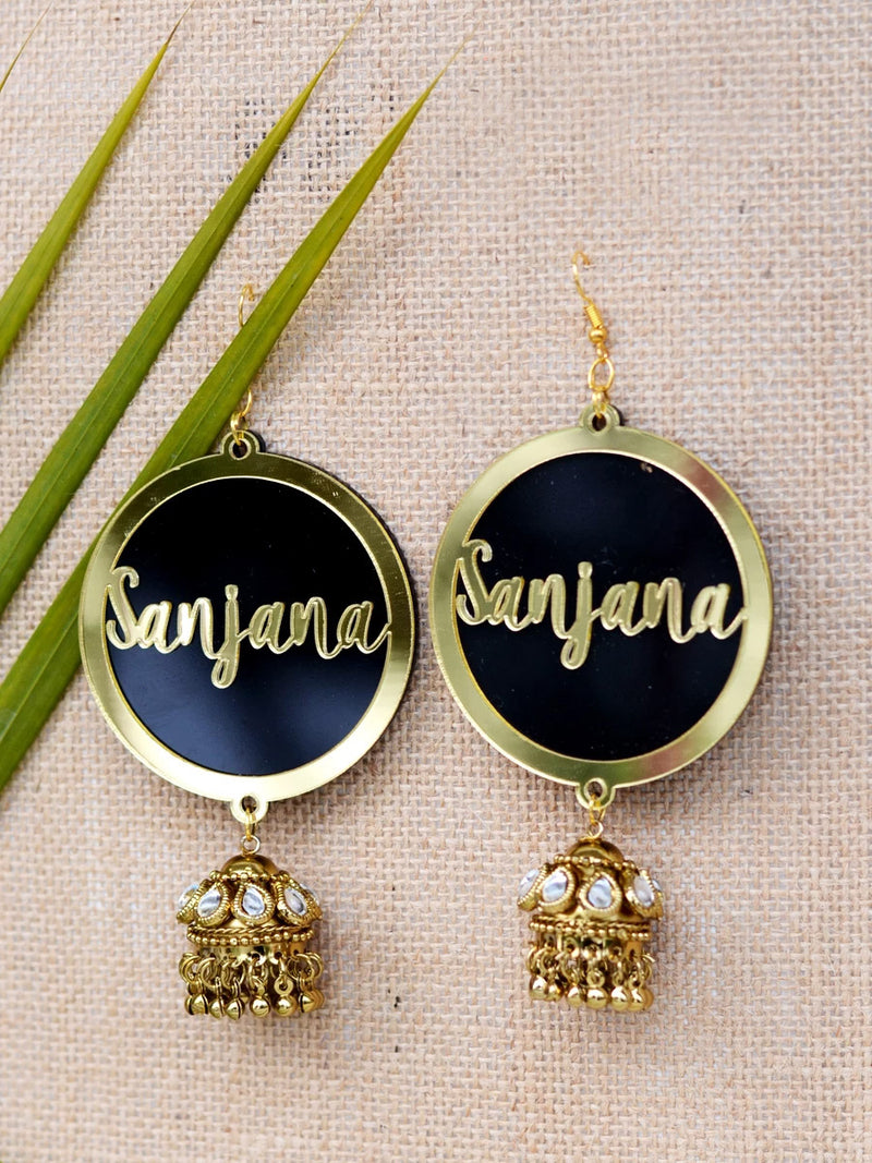Customised Earrings (with Jhumki), completely customisable and personalised statement hand embroidered earrings from our latest wedding collection of statement and handmade earrings and jhumkas for women.