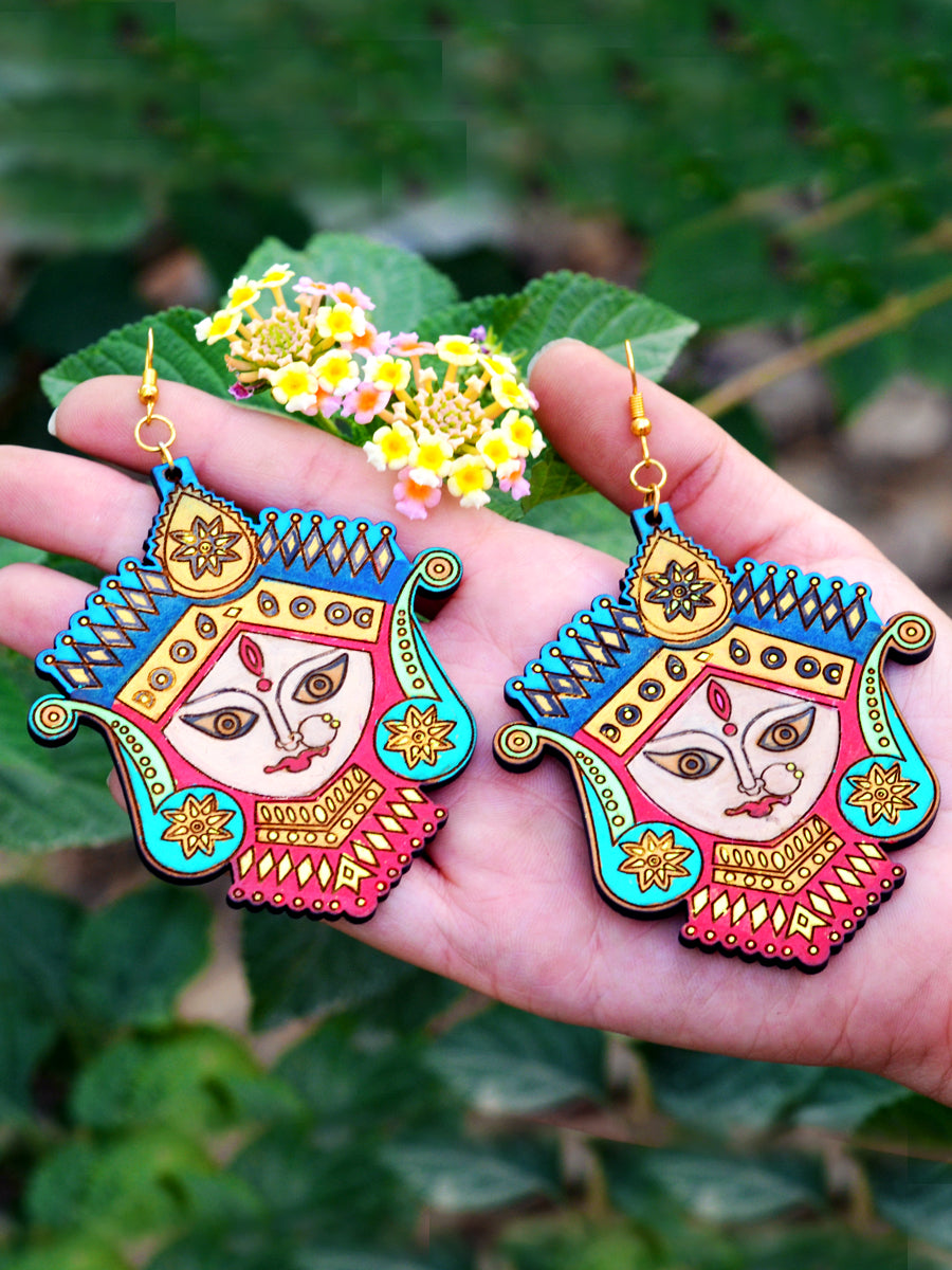 Divine Hand-painted Earrings an intricately hand painted Indo-western statement earring from our designer collection of quirky, boho earrings for women online.