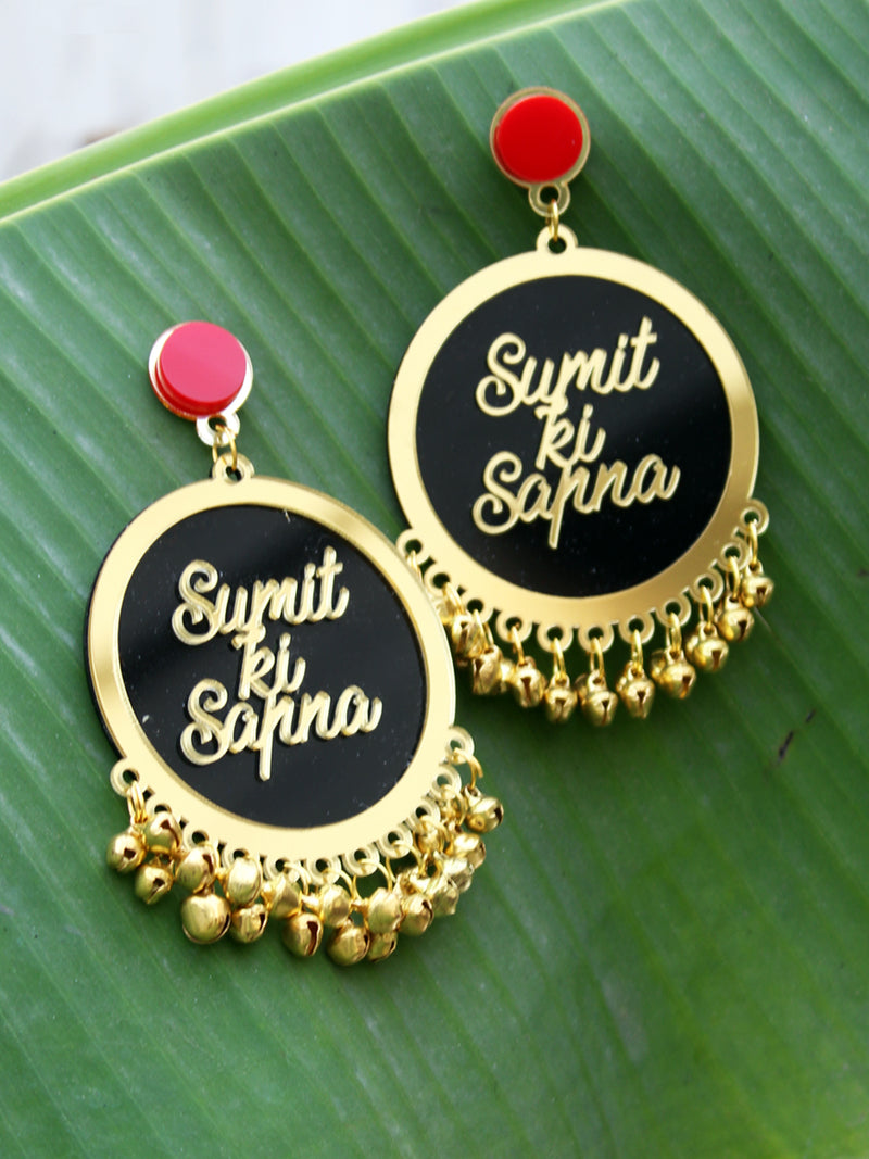 Customised Earrings (with Ghungroo), our latest, fully customisable and personalised designer range of statement, gota work, hand embroidered, bohemian and tassel earrings for women online.