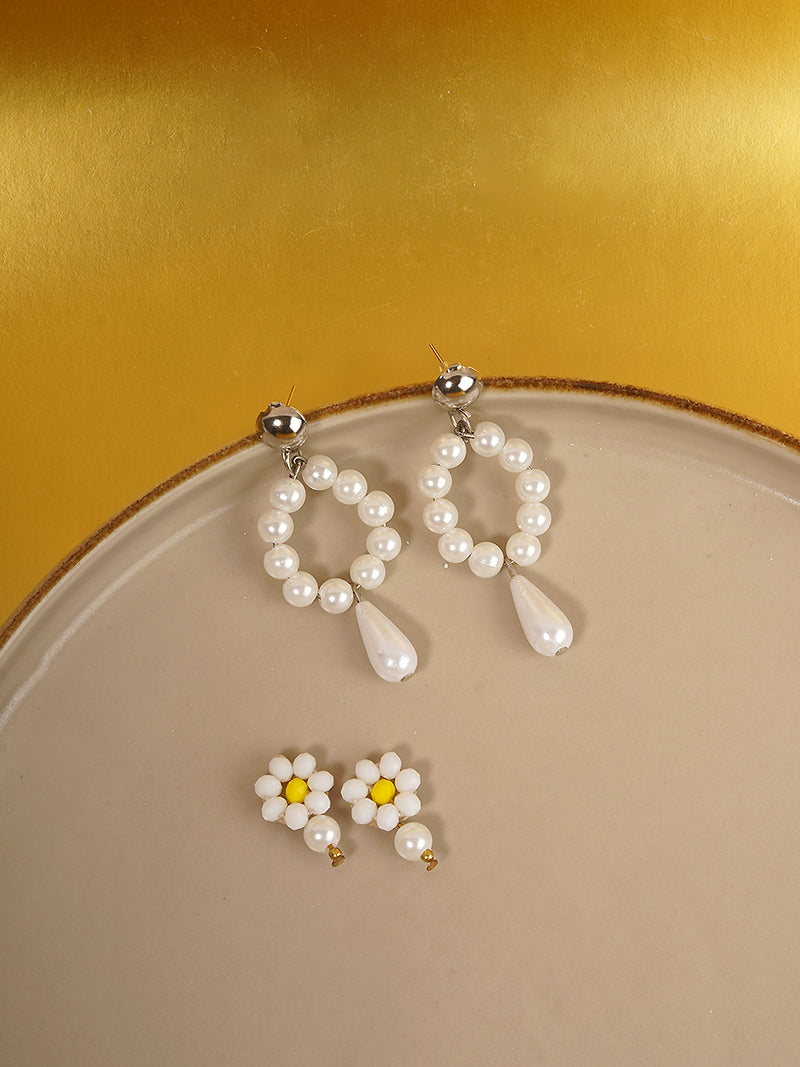 Maya Pearl Drop + Alexa Pearl Bead Earrings (Set of 2)