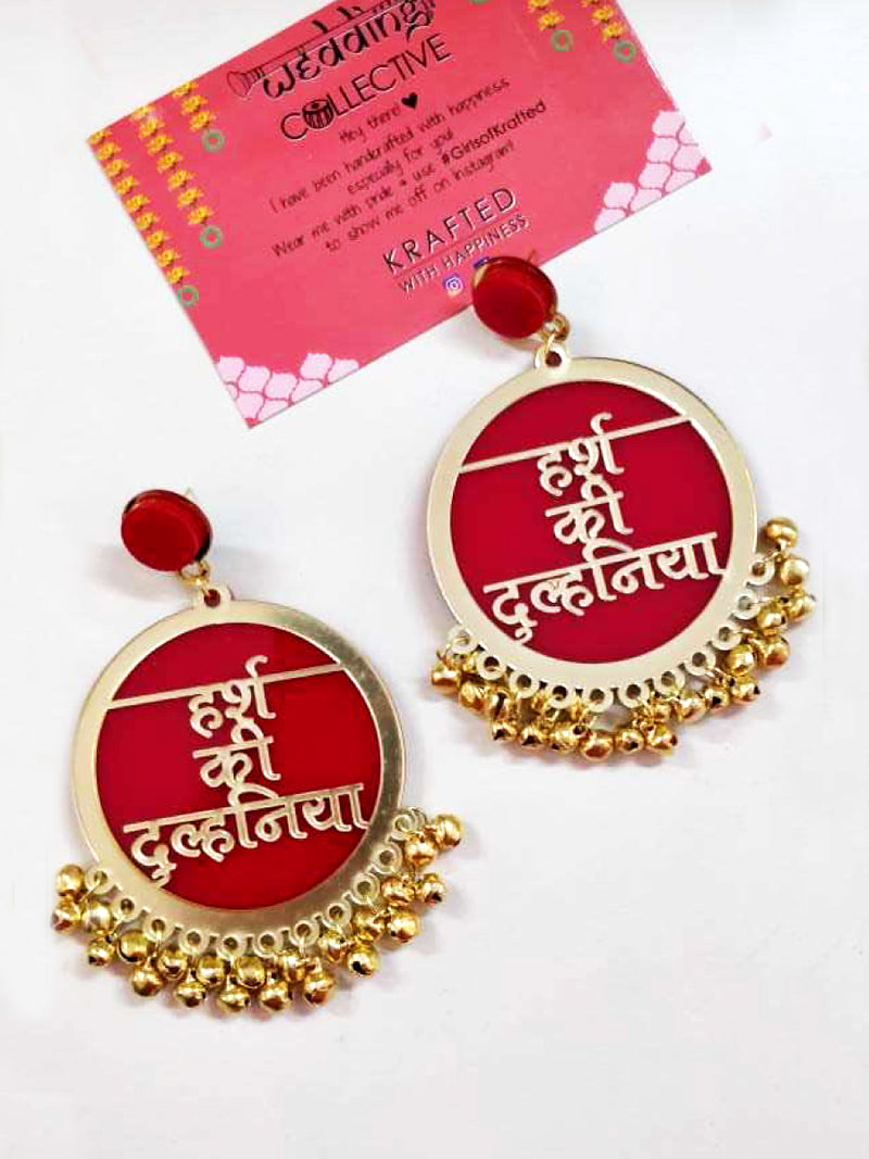 Customised Earrings (with Ghungroo), our fully customisable and personalized range of statement, gota work, hand embroidered, bohemian and tassel earrings for women online.