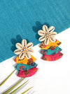 Rainbow Shell Earrings, a chic hand embroidered shell earrings with mirror detailing from our quirky designer collection of earrings for women online.