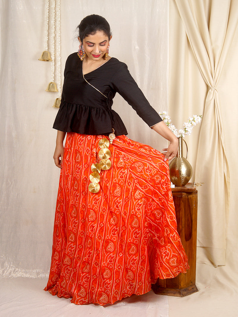 Mastani Bandhej Skirt in Kota Silk