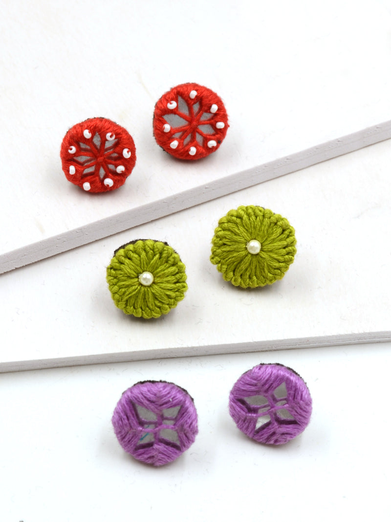Arya Embroidered Stud Earrings