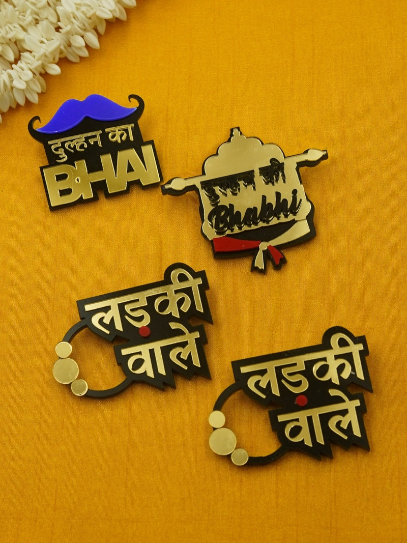 Dulhan ka Bhai + Bhabhi + Ladkiwale Brooch Set of 4