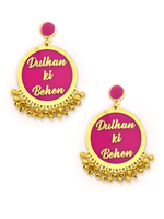 Customised Earrings (with Ghungroo), our fully customisable and personalized designer range of statement, gota work, hand embroidered, bohemian and tassel earrings for women online.