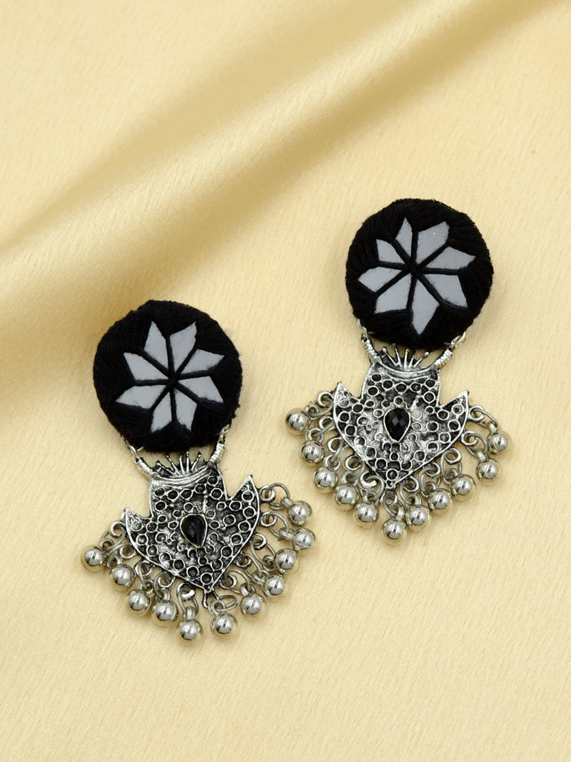 Rihana Hand-embroidered Mirror Earrings