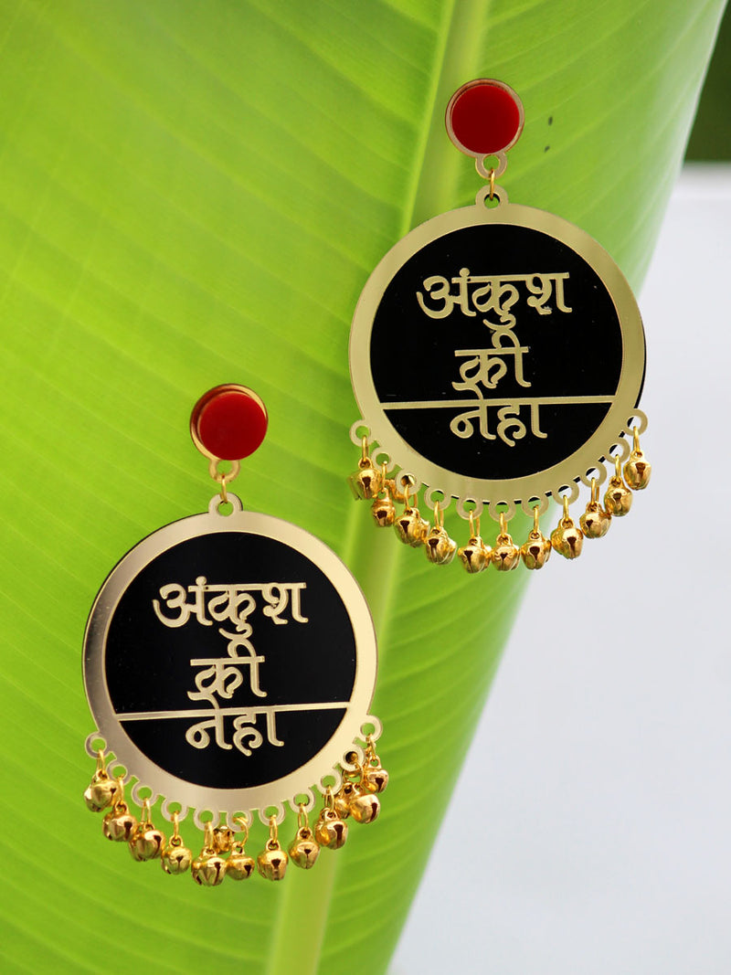 Customised Earrings (with Ghungroo), our fully customisable and personalized range of statement, gota work, hand embroidered, bohemian and tassel earrings for women online.