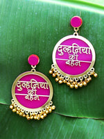 Customised Earrings (with Ghungroo), our fully customisable and personalized range of statement, gota work, hand embroidered, bohemian and tassel earrings for women online.