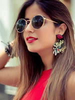 Customised Earrings (Drama Queen Style), completely customisable and personalized statement hand embroidered earrings from our latest wedding collection of statement and handmade earrings for women online.