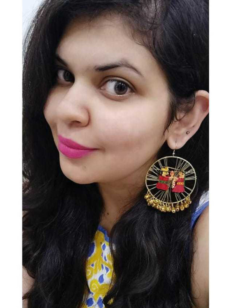 Raja Rani Hoop Earrings, a gorgeous statement earrings with ghungroo and wire detailing from our designer collection of hoop earrings for women.