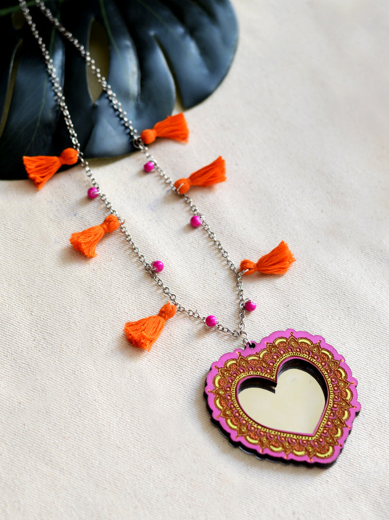 Nadia Tassel Necklace, a latest boho tassel necklace with bead detailing from our wide range of handcrafted & embroidered necklaces, tassel necklaces and gota patti chokers for women online.