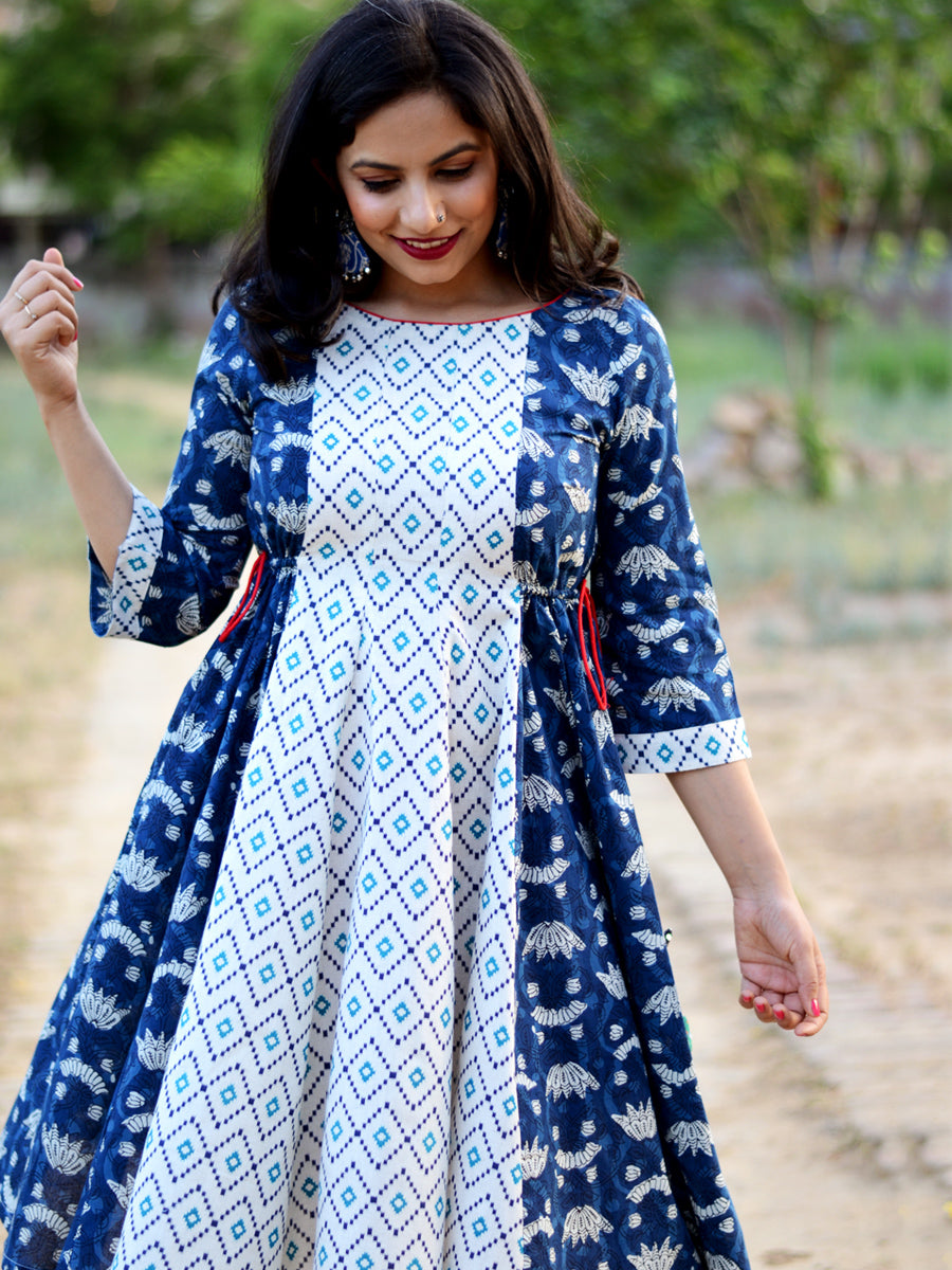 Nohra Indigo Dress, a hand embroidered ultra chic dress from our latest designer collection of boho and ethnic dresses for women online.