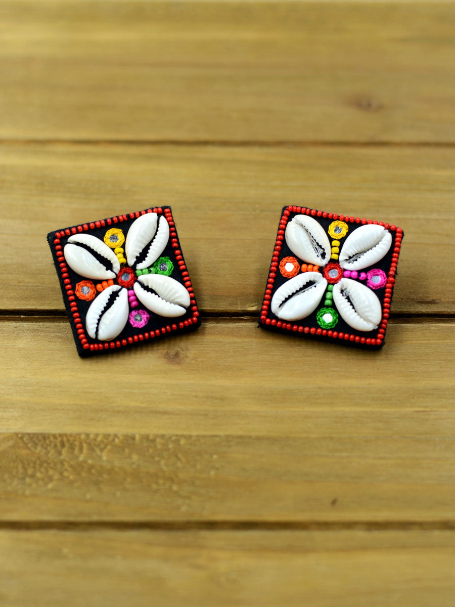 Dandiya Raas Earrings, a beautifully hand-embroidered earring from our designer collection of quirky, boho, Kundan and tassel earrings for women online.