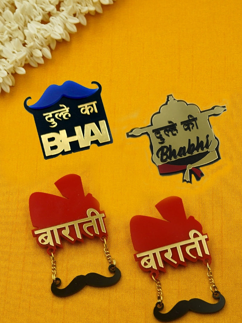 Dulhe ka Bhai + Bhabhi + Barati Brooch Set of 4