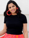 Bandhej Ruffle Hoops, a gorgeous Indian bohemian ethnic hoops earring from our designer collection of hoops earrings for women online.