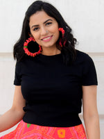 Bandhej Ruffle Hoops, a gorgeous Indian bohemian ethnic hoops earring from our designer collection of hoops earrings for women online.