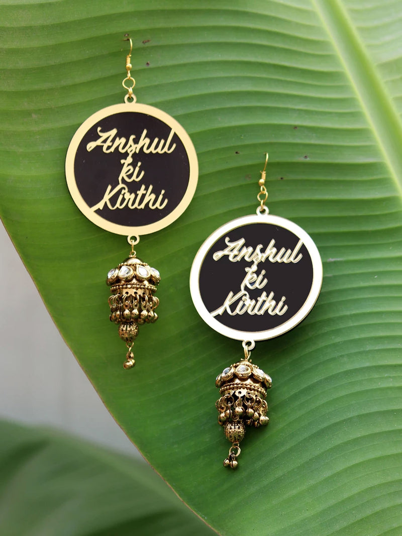 Customised Earrings (with Jhumki), completely customisable and personalised statement hand embroidered earrings from our latest wedding collection of statement and handmade earrings and jhumkas for women.