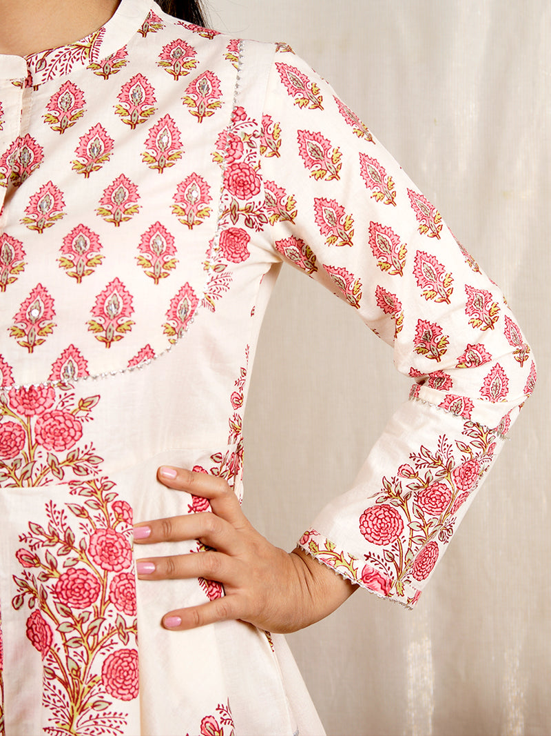 Afsana White & Pink Cotton Sharara Set with Dupatta (Set of 3)