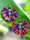 Tiny You're my Sun Earrings, a beautiful handmade hand embroidered earring with mirror and tassel from our designer collection of earrings for women.
