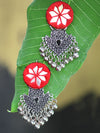 Rihana Hand-embroidered Mirror Earrings, an embroidered mirror earring from our designer collection of earrings for women.
