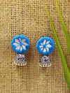 Mahira hand embroidered Jhumka, a beautifully hand-embroidered silver jhumka from our designer collection of boho, Kundan and tassel earrings and jhumkas for women.