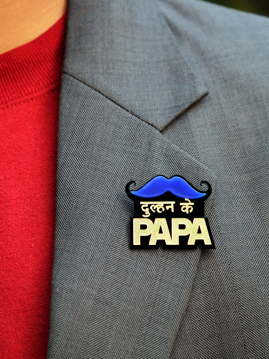 Dulhan Ke Papa Brooch, a handmade statement brooch from our wide range of quirky wedding collection for men.