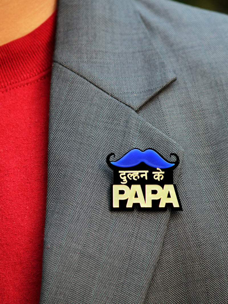Dulhan Ke Papa Brooch, a handmade statement brooch from our wide range of quirky wedding collection for men.