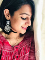 Rihana Hand-embroidered Mirror Earrings, an embroidered mirror earring from our quirky designer collection of earrings for women online.