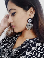 Rihana Hand-embroidered Mirror Earrings, an embroidered mirror earring from our quirky designer collection of earrings for women online.