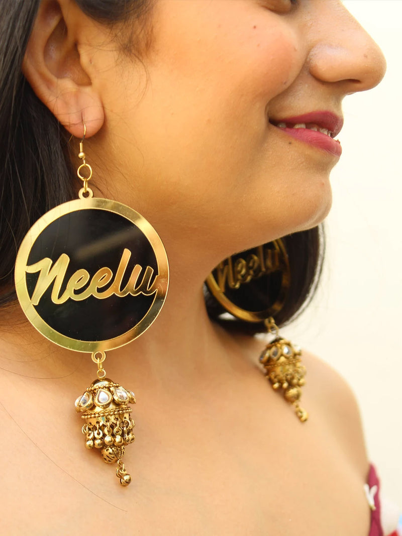 Customised Earrings (with Jhumki), completely customisable and personalised statement hand embroidered earrings from our latest wedding collection of statement and handmade earrings and jhumkas for women.