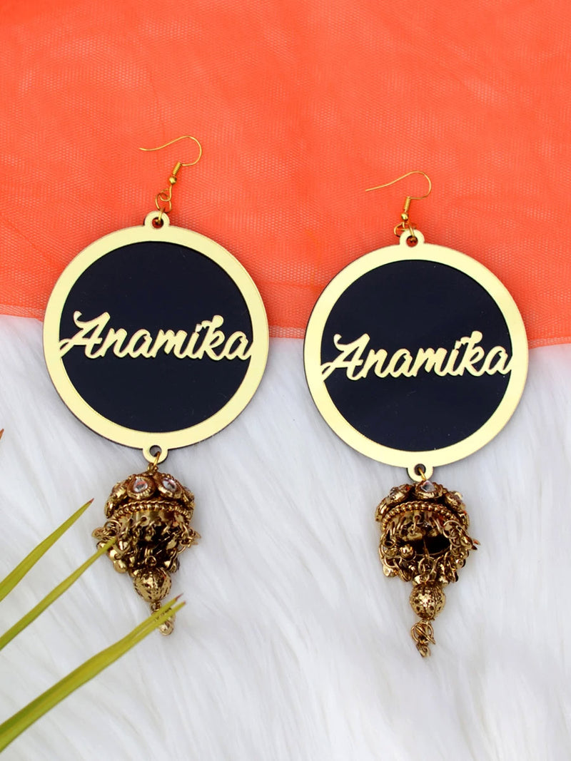 Customised Earrings (with Jhumki), completely customisable and personalised statement hand embroidered earrings from our latest wedding collection of statement and handmade earrings and jhumkas for women online.