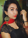 Kudi Pataka Earrings, a quirky, unique, statement party-wear earrings from our designer collection of hand embroidered earrings for women.