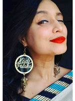 Kudi Pataka Earrings, a quirky, unique, statement party-wear earrings from our designer collection of hand embroidered earrings for women.