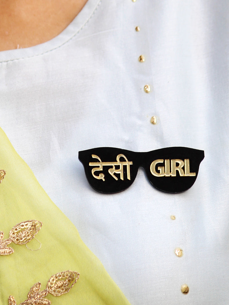 Desi Girl Brooch, a handmade statement brooch from our wide range of latest quirky collection of brooches for women.